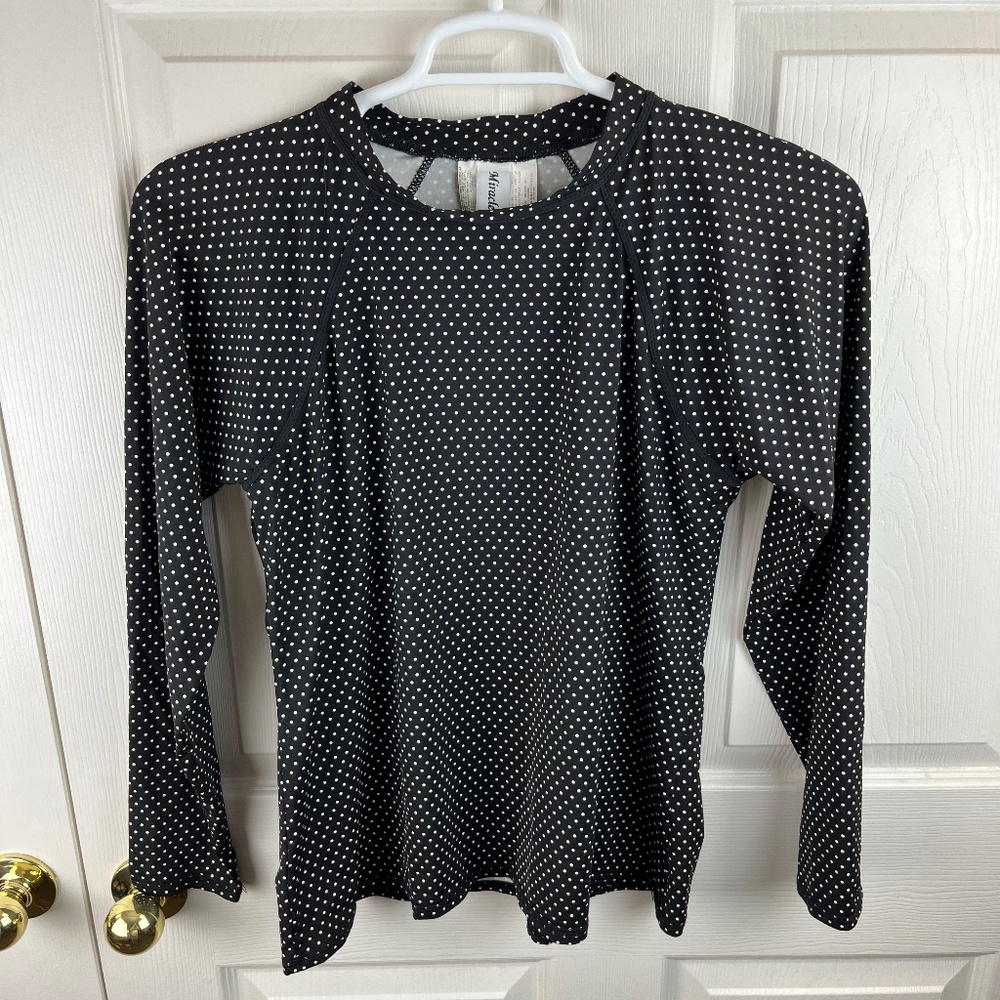 Miraclesuit Long Sleeve Rash Guard Polka Dot Black White Size 14